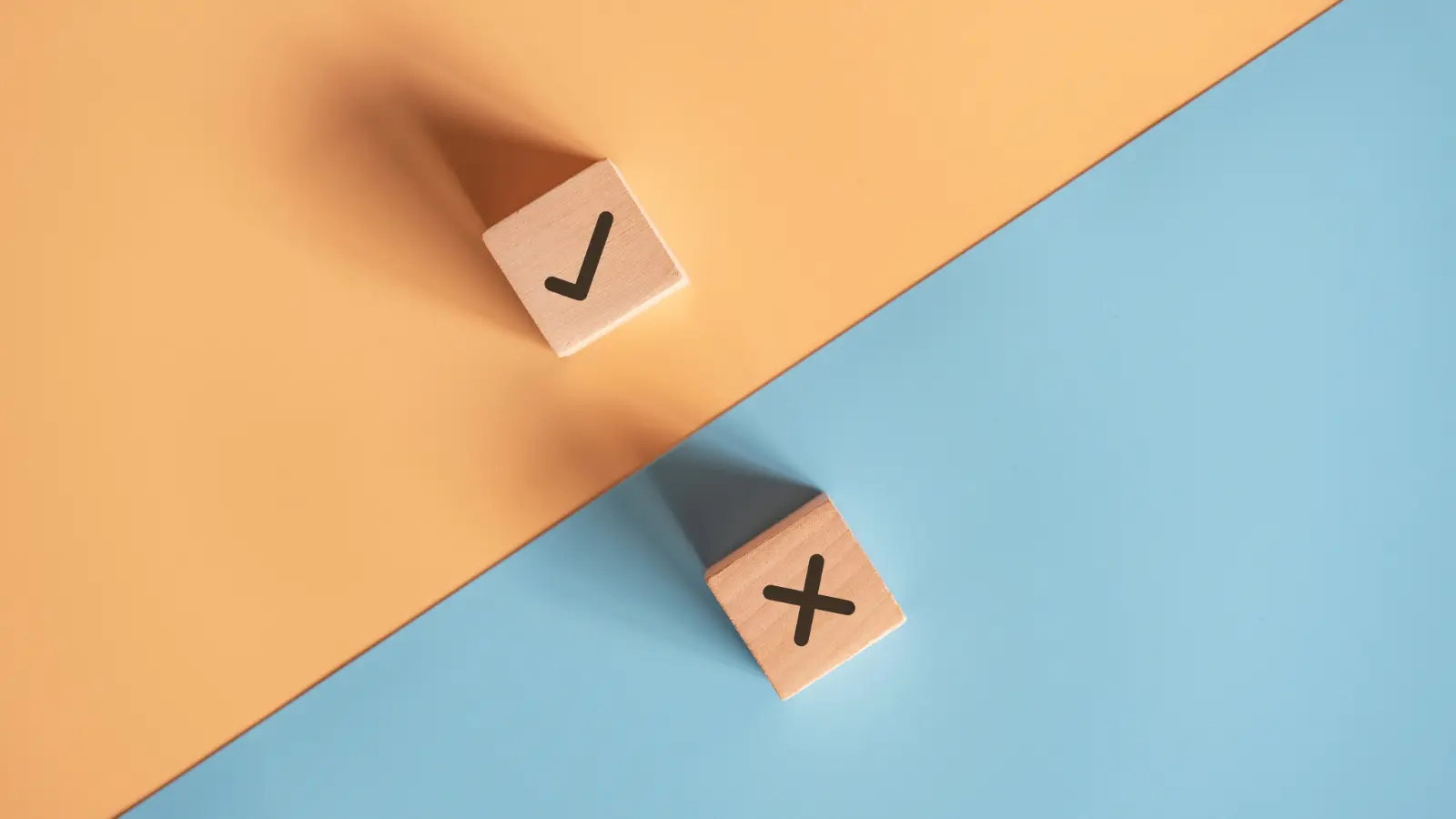 Graphic showing a blog with a check mark and a block with an x to represent a choice.