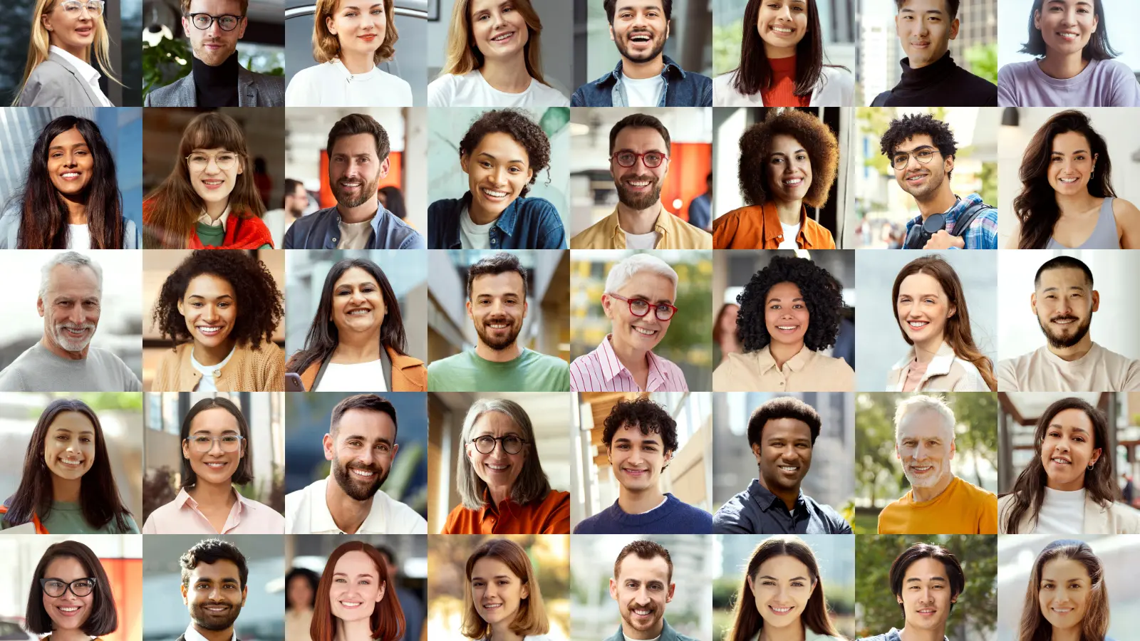 A collage of headshots of different job candidates.