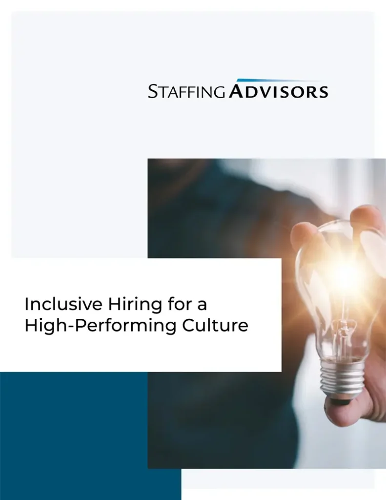 Screenshot of the Staffing Advisors guide to inclusive hiring for a high-performing culture.